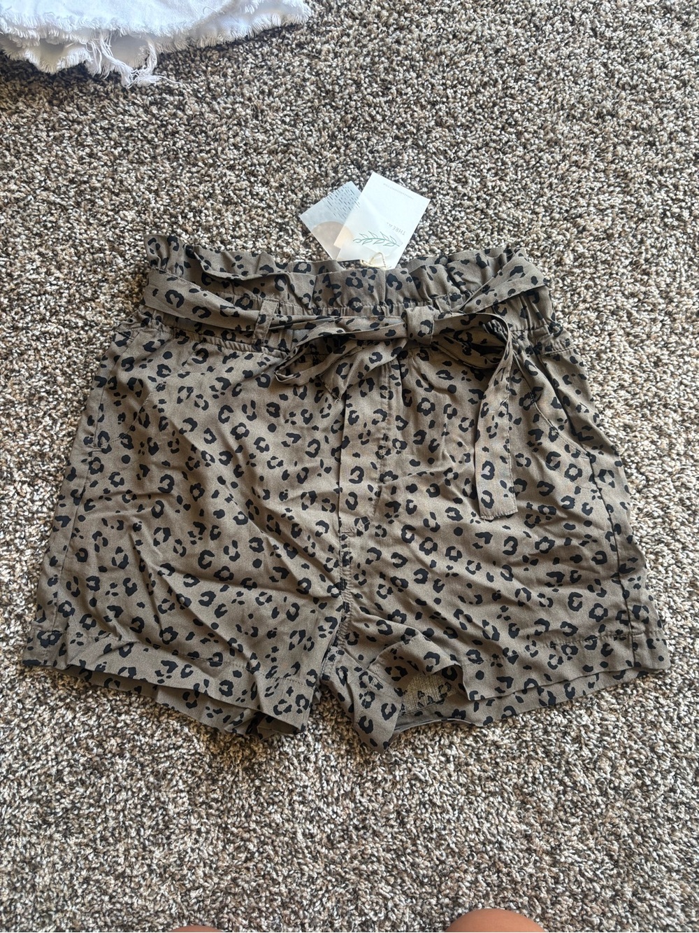 Thread & Supply Taupe Leopard Paperbag Waist Shorts